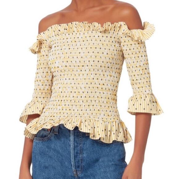 CAROLINE CONSTAS Calida Smocked Top - Picture 1 of 16